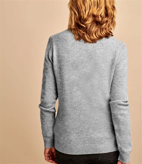 Grey Marl Pure Lambswool Womens Lambswool Crew Neck Jumper