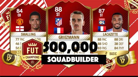 FIFA 17 THE BEST FUT CHAMPIONS 500K SQUAD Fifa 17 Squad Builder