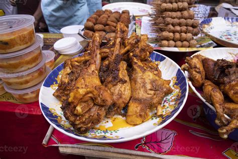 Roasted Leg Pieces Of Mutton At A Street Food Market In Dhaka