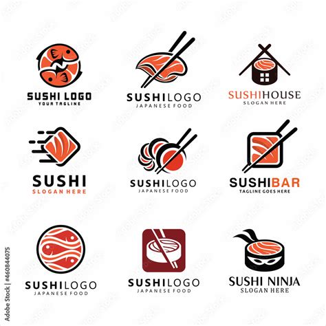 Collection Of Vector Logos Sushi Sushi Vector Logo Set Graphic Symbol