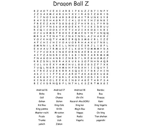 Dragon Ball Z Word Search Printable Word Search Maker