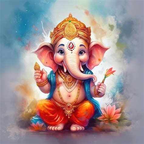 Ilustraci N De Lord Ganesha Para Ganesh Chaturthi Con Fondo Ai