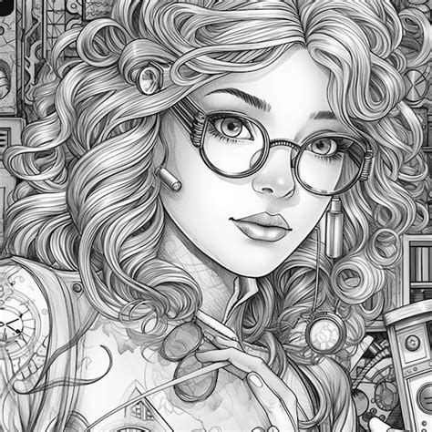 Un Dessin D Une Femme Avec Des Lunettes Et Une Horloge Dans Sa Main Ai