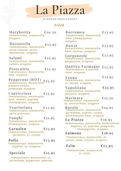 Menu La Piazza