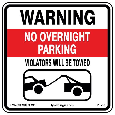 Lynch Sign In X In No Overnight Parking Sign Printed On More