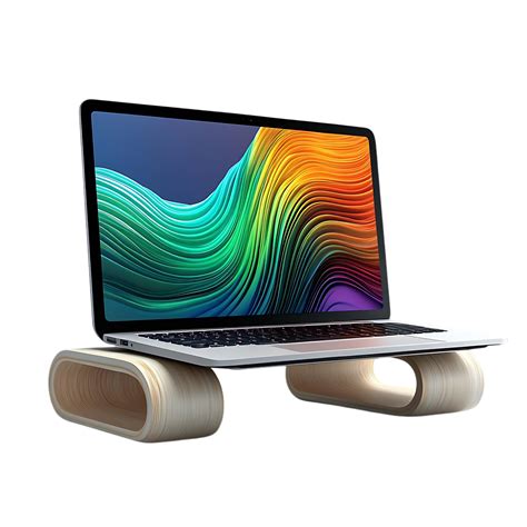 Laptop Stand With Transparent Background Elevated Wooden Laptop Riser