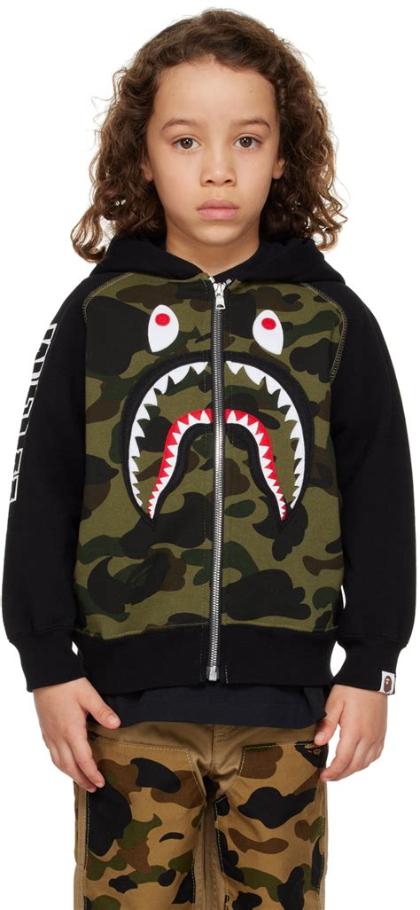 Kids Green Camo Shark Hoodie By Bape Ssense Canada