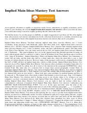 Implied Main Ideas Mastery Test Answers.pdf - Implied Main Ideas ...