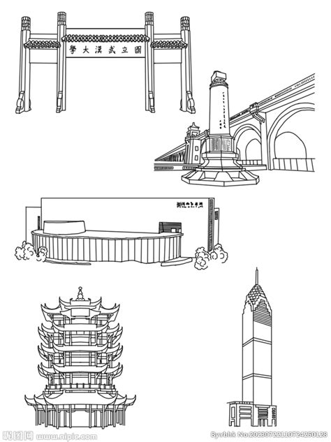 武汉建筑线稿设计图海报设计广告设计设计图库昵图网