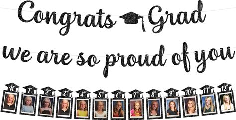 Katchon Glitter Black Congrats Grad Banner Large 10 Feet We Are So Proud Of