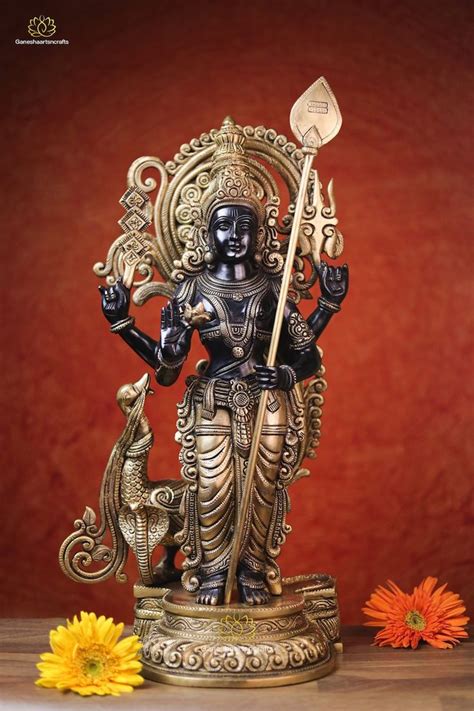 Buy Murugan Statue Lord Kartikeya Big Brass Kartikeya Kandhan Idol ...