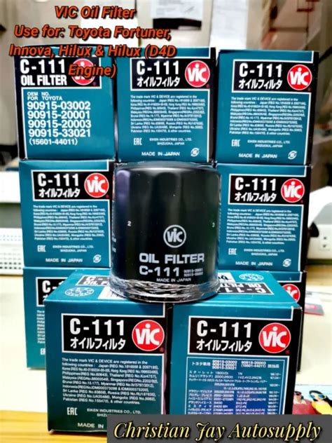 Vic Oil Filter C 111 Use For Toyota Fortuner Innova Hilux And Hi Ace