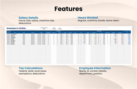 Worksheet For Payroll Template in MS Excel, Google Sheets - Download ...