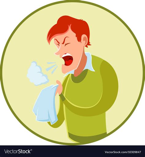 Sneezing Man And A Handkerchief Royalty Free Vector Image