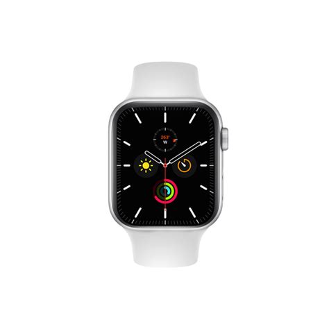 Apple Watch Série 5 44mm Aluminium Argent Bracelet Sport Blanc