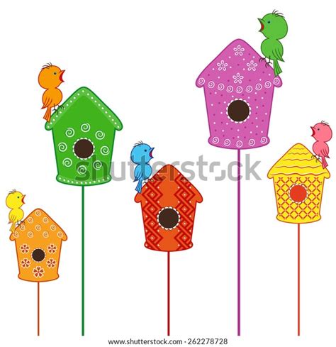 Amusing Funny Birds Sitting Singing Their Stock Vector (Royalty Free ...