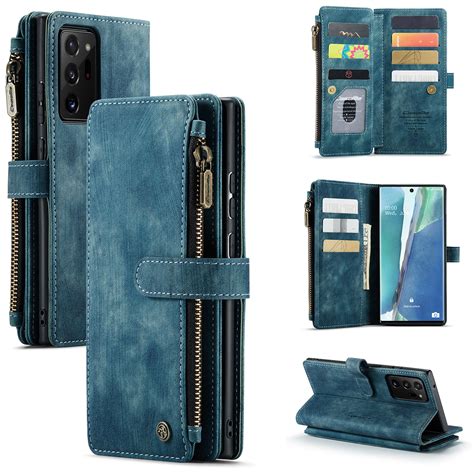 Samsung Galaxy Note 20 Ultra Casedteck Magnetic Wallet Case Premium Durable Pu Leather Zipper