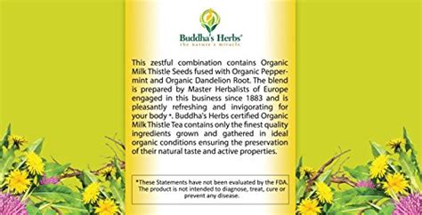 Buddhas Herbs Organic Milk Thistle Tea Blended With Dandelion Root