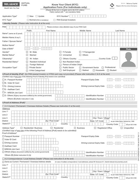 Ckyc Application Form For Individual Pdf Identity Document