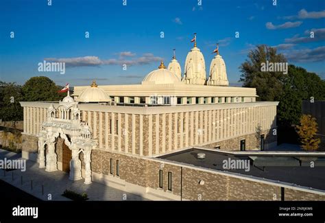 Overall Aerial View Shree Swaminarayan Mandir Oldham United Kingdom