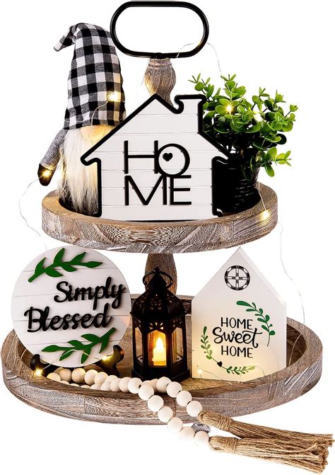 Amazon Houmury Set Of Farmhouse Tiered Tray Decor With