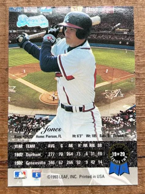 Chipper Jones Gold Leaf Rookies Insert Rc Hof Atlanta Braves