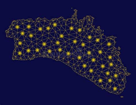 Mesh Network Menorca Island Map Amarillo Con Los Puntos Ligeros