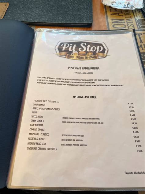 Menu Da Pit Stop Pizzeria Lido Di Jesolo