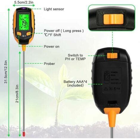 Humidimètre du Sol 4 en 1 Écran LCD numérique Température des