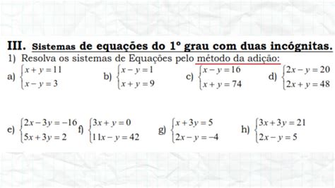 Resolução De Sistemas De Equações Lineares Método Da Adição Ordenada