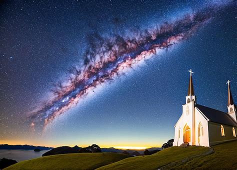 Premium Photo | A church with a starry sky and a starry night sky