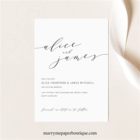 Elegant Save The Date Template Modern Save Our Date Card Etsy