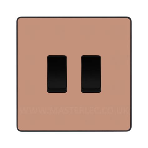 Bg Evolve Polished Copper 2 Gang Intermediate Custom Grid Light Switch — Masterlec