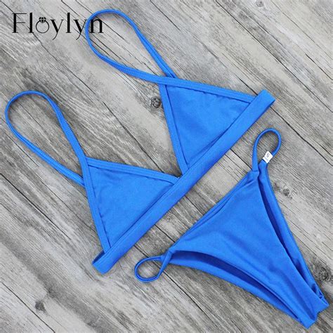 Aboutthefit Blue Sexy Triangle Bikini Swimwear Women Brazilian Swimsuit