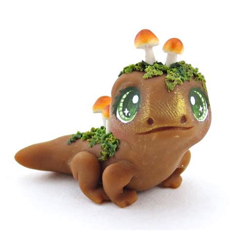 Fairytale Fall Mushroom Salamander Figurine Polymer Clay Fall Collec