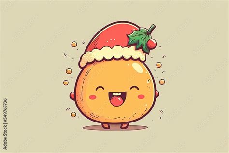 cute christmas emoji, smiley drawing Stock Illustration | Adobe Stock