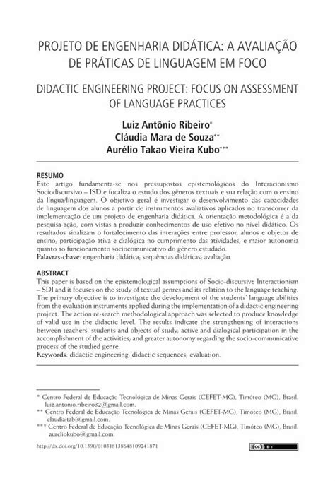 PDF PROJETO DE ENGENHARIA DIDÁTICA A AVALIAÇÃO DE PRÁTICAS DE