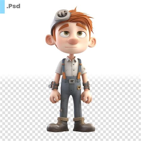 3d Render Eines Kleinen Jungen Der Arbeitsbekleidung Trägt Mit Clipping Path Psd Vorlage