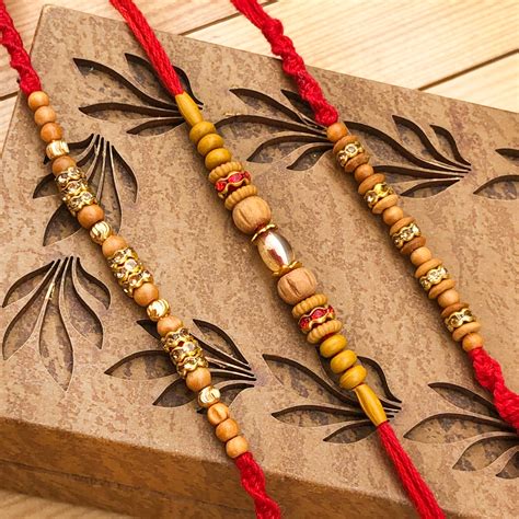 Fabulous 3 Wooden Beads Rakhi Combo for Brothers | Buy Online Rakhi Set ...