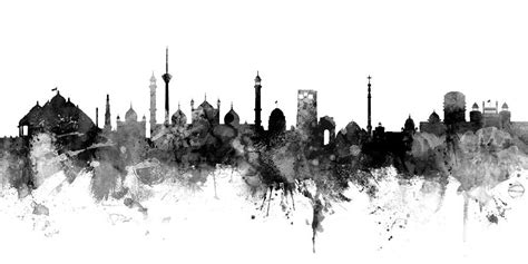 New Delhi India Skyline Panoramic Digital Art by Michael Tompsett - Pixels