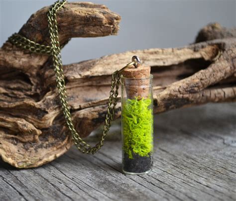 Moss Necklace Nature Lover Gift Vial Necklace Plant Jewelry