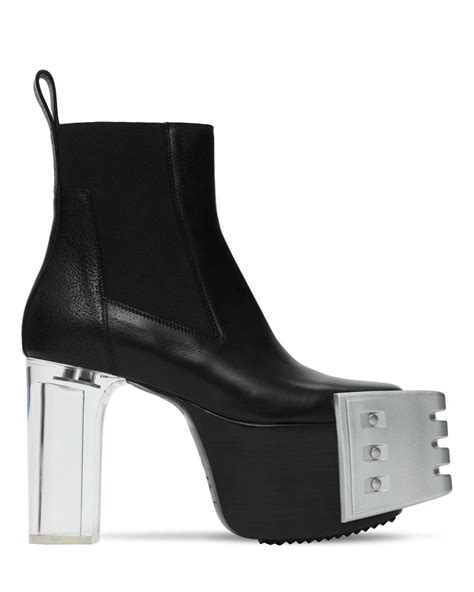 Rick Owens 115mm Kiss Leather Ankle Boots in Black | Lyst