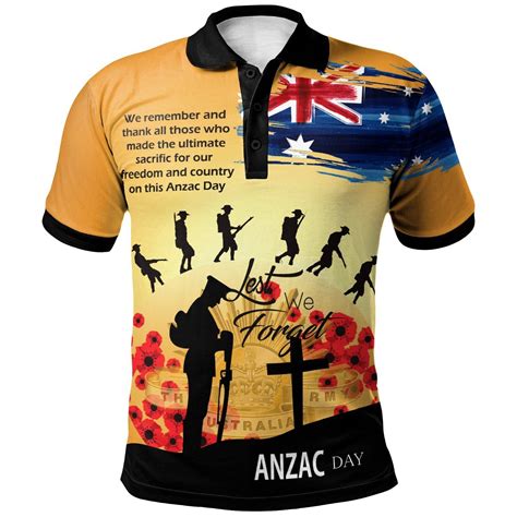 AIO Pride Anzac Day Polo Shirt Lest We Forget AIO Pride Custom