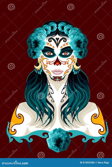 Day Of The Dead Woman Portrait Illustration Stock Vector Illustration