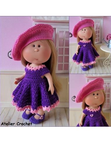 Robe B Ret Et Chaussures Patron Pdf De Crochet Pour Poup E Mia Nines D