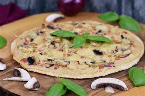 Veganer Flammkuchen Mit Pilzen Zimt Chili Zimt Chili