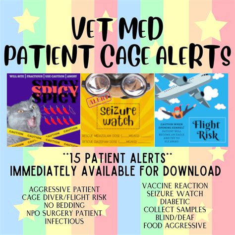 Vet Med Cage Cards Downloadable Patient Kennel Alert Etsy