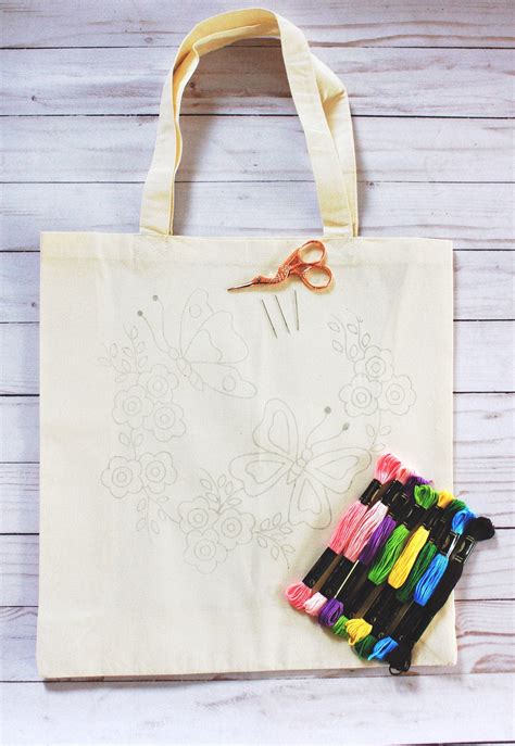 Diy Embroidery Tote Bag Embroidery Kit T For Her Modern Etsy