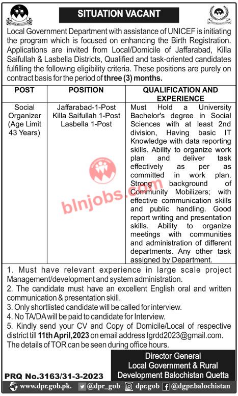 Local Govt Department Balochistan Jobs Balochistan Jobs