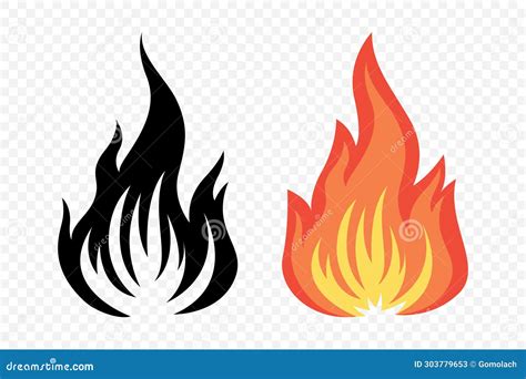 Conjunto De Iconos De La Llama Del Fuego Del Vector Plano Signo De